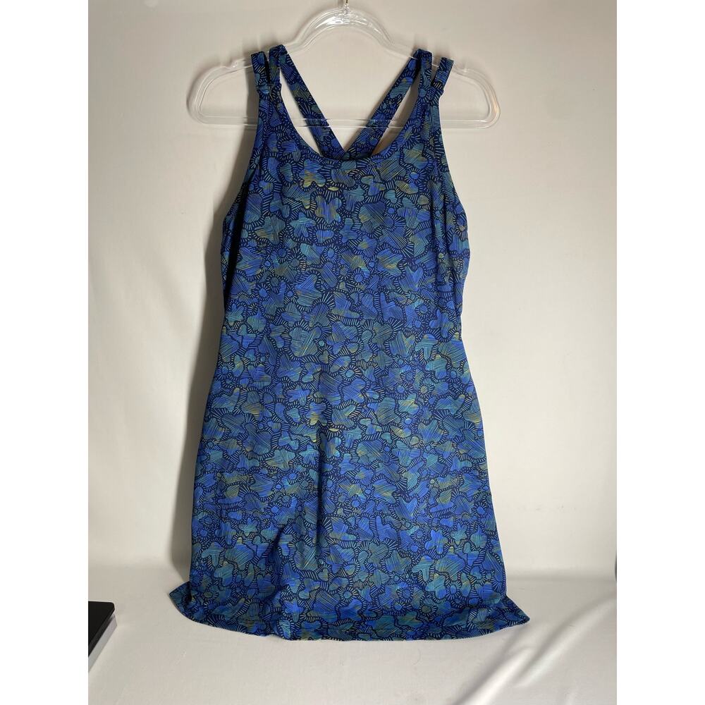Title Nine Cirque De La Vie Synergize Blue Printed Dress Built in Bra Size Large